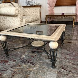 Marble and glass coffee table