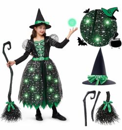 Halloween girls light up witch dress small 5/7