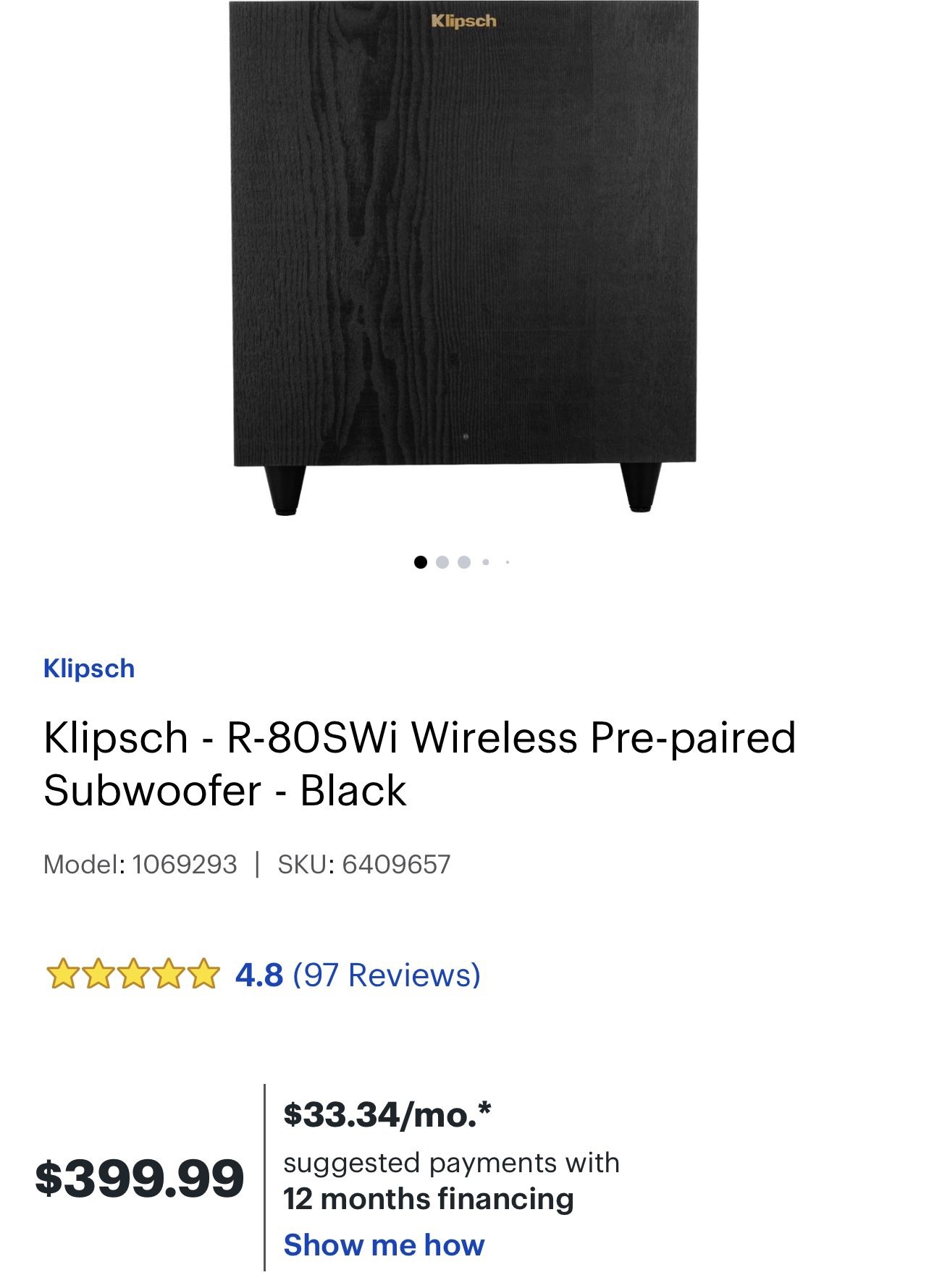 Klipsch Wireless Subwoofer Brand New  Bass Speaker