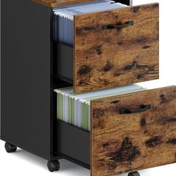 VASAGLE 2-Drawer File Cabinet, Small Rolling Filing Cabinet for Home Office, Printer Stand, for A4, Letter-Size Documents, 15.7 x 16.5 x 27.6 Inches, 
