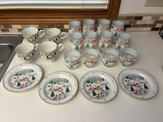 20-Piece Vintage Sango “Silent Night” Christmas Glass Set (Service for 4)