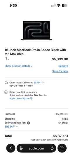Apple Macbook pro 16 M5 max