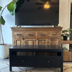 Black Wood Entertainment Stand w/ Drawers + Storage