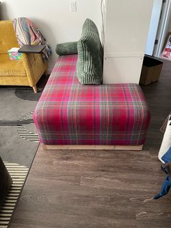 L shaped Plaid Upholstered  armless Chaise