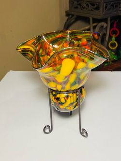 Beautiful 8.5” Hand Blown Vase By Garcia Art Glass Inc. San Antonio, Texas
