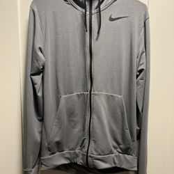 Grey Gray Nike Zip-Up Dri-Fit Running Hoodie (Men’s Size Small)