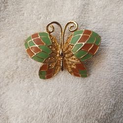 Beautiful Vintage Enamel Butterfly Brooch 