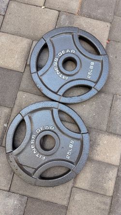 Pair of 25 pound Fitness Gear Olympic weights