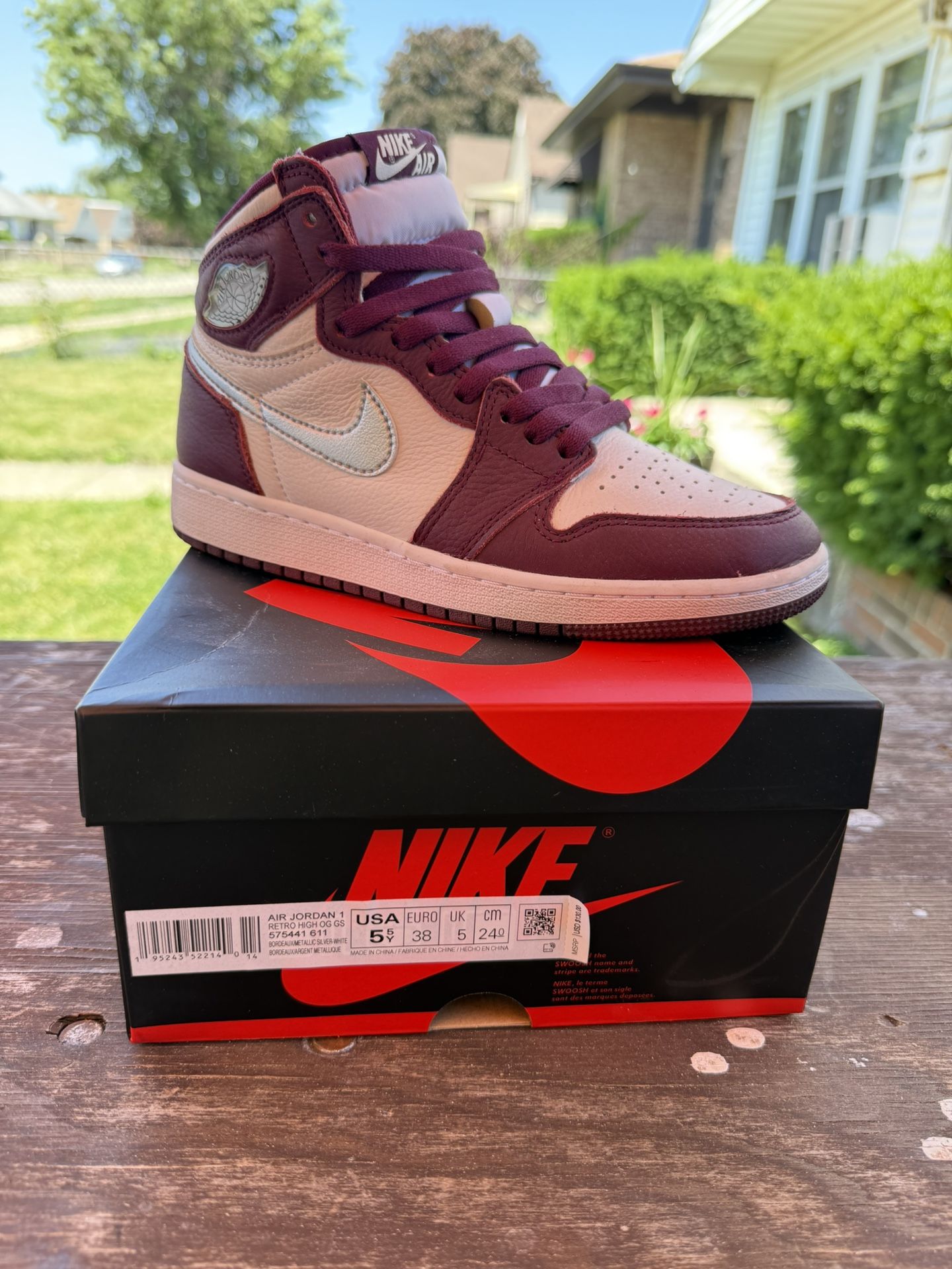 Nike Air Jordan 1 Retro High OG Bordeaux (GS) Women’s US Size 5.5Y