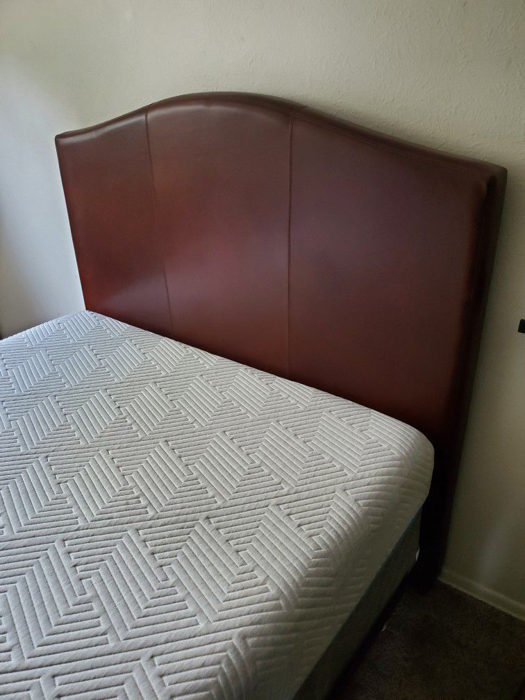 Queen Size Leather Camelback Headboard And Bedframe