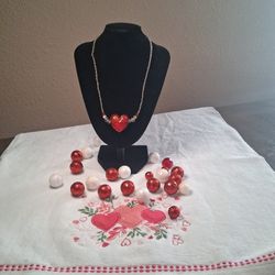 Beautiful Red Heart Necklace. Great Valentines Day Gift.