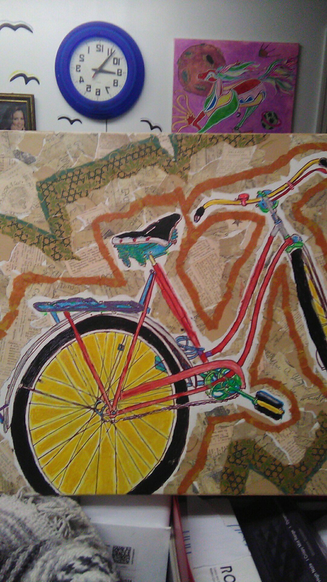 Bicycle painting with stucco
