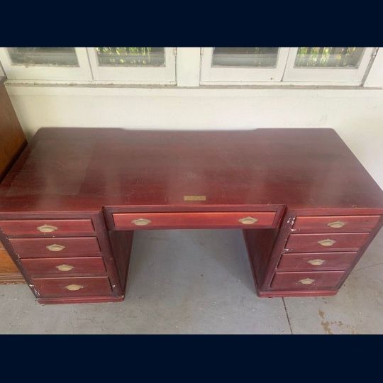 Antique Solid Mahogany Desk 1920s Italian Cruisliner