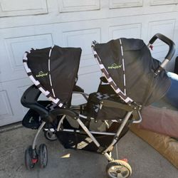 Safe Plus Foldable Twin Baby Double Stroller Kids Jogger Travel Infant Pushchair Black