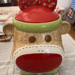 Real Home Girl Sock Monkey Earthenware Cookie Jar