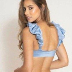 Paulina Puffy Bikini / Bathing Suit in Light Blue - Size Women's Small 1