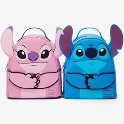 Loungefly Disney Stitch and Angel magnetic hands mini backpacks. Both BNWT.