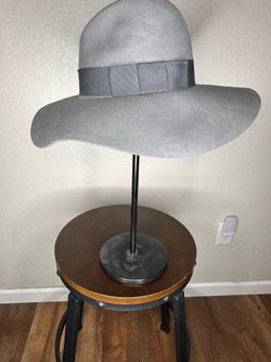 Brixton Piper Grey Wool Floppy Brim Hat,