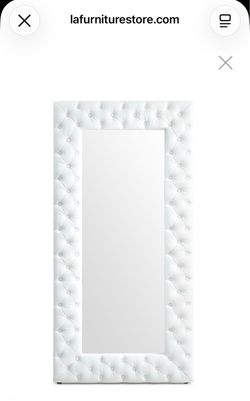 Oversized White Crystal-Tufted Full-Length Mirror – 78.5” Tall
