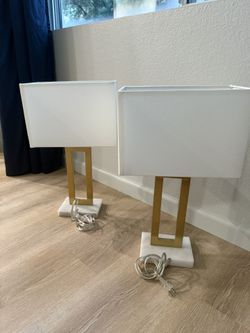 2 Accent Table Lamps With Marble Base