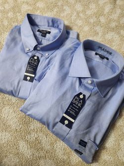 NWT Jos A Bank Traveler Dress Shirts Bundle Size 20-35 Big & Tall Light Blue (Set of 2)