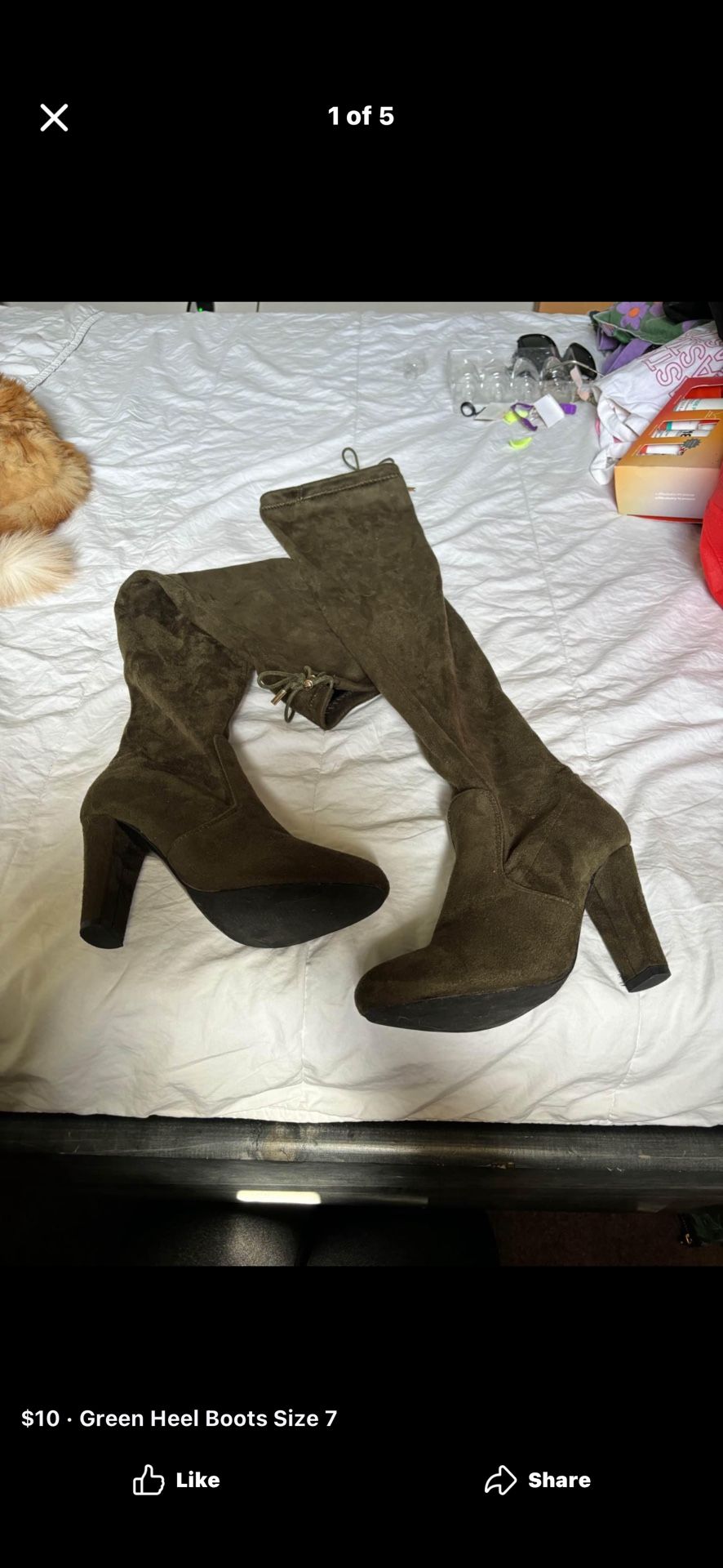 Green Heel Boots Size 7