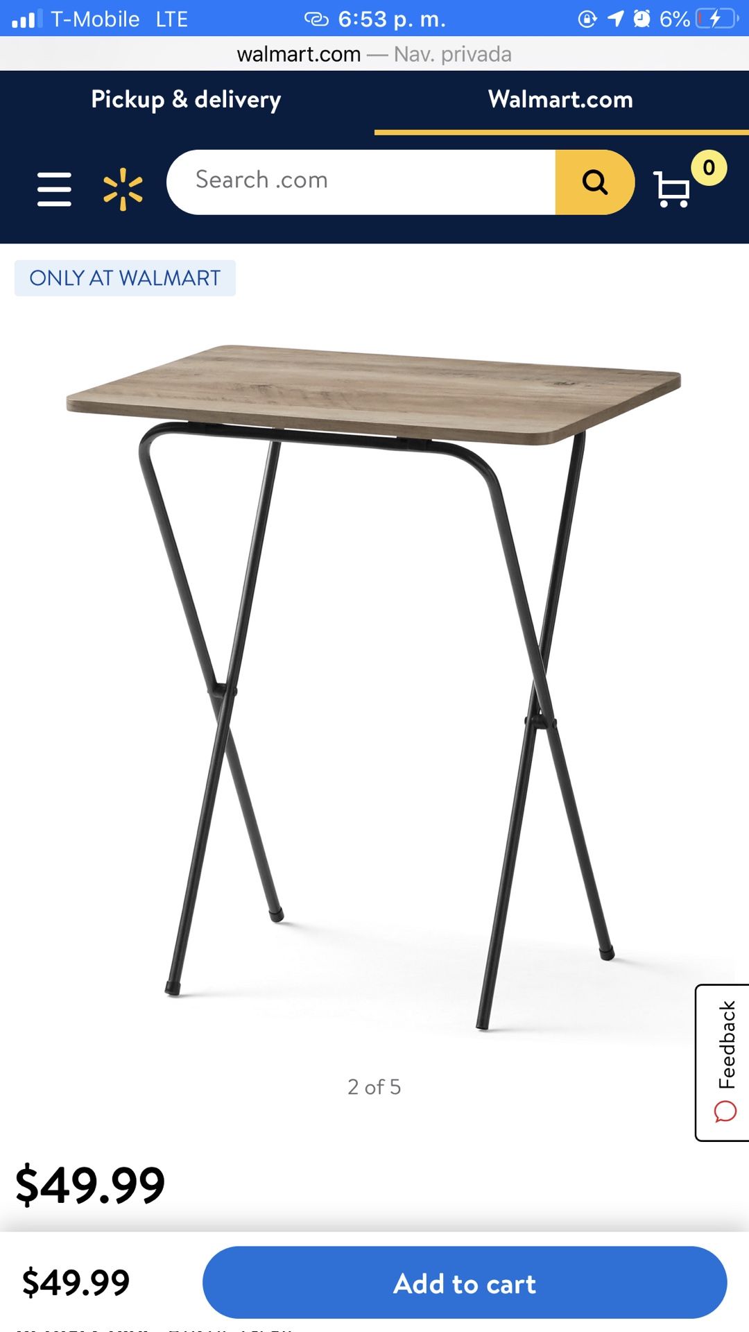 Mainstays 5-Piece Folding Tray Table Set with Stand