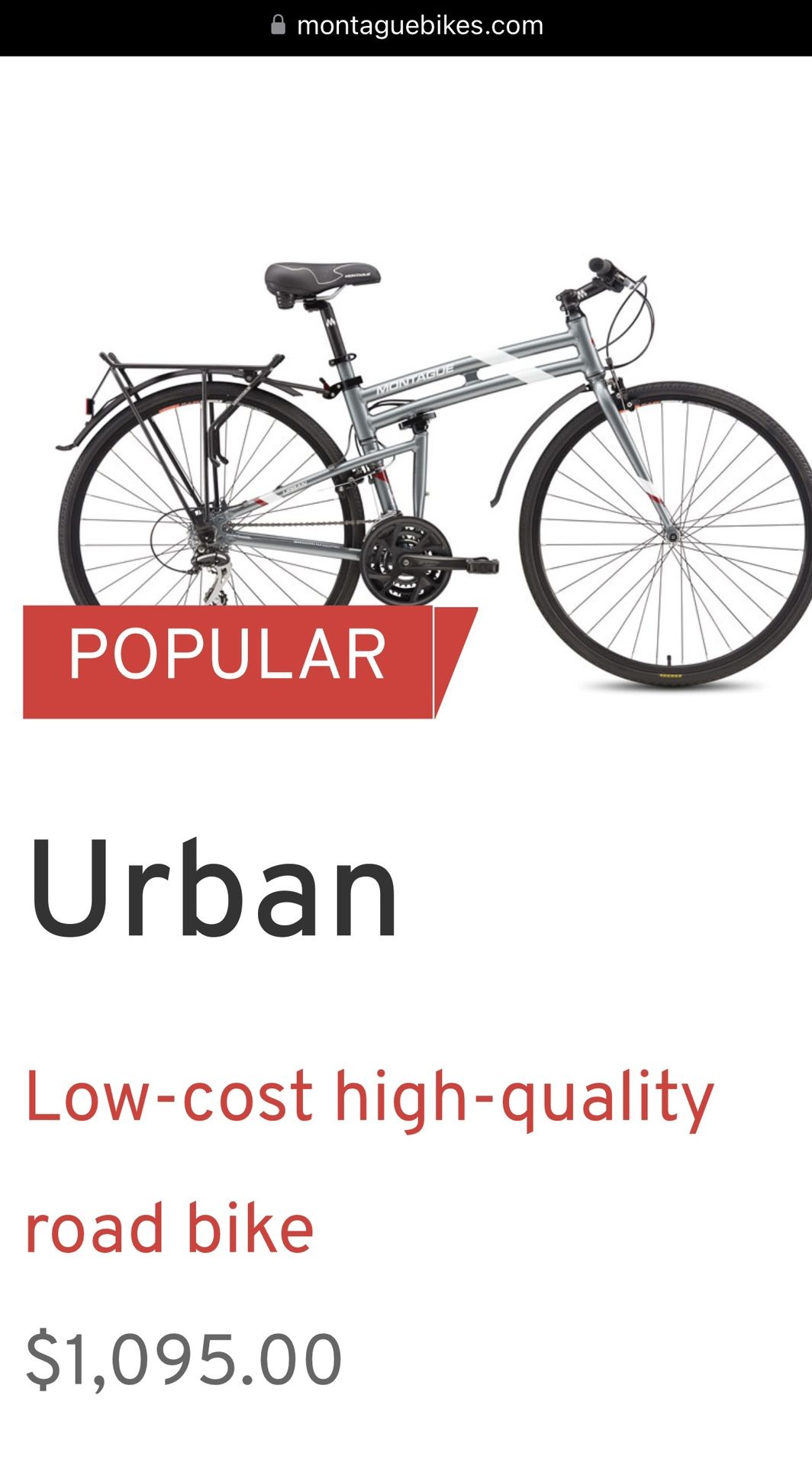Montague Urban Full Size Folding Bike