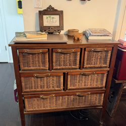 Wood And Wicker Sideboard Cabinet