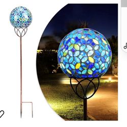 
Solar Lights Outdoor Decorative, Solar Gazing Ball Mosaic Garden Stakes Decorative Waterproof Outdoor Lights for Pathway Yard Lawn Decoration (Blue)