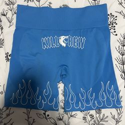Kill Crew SEAMLESS FLAMES BIKER SHORTS - BLUE / WHITE