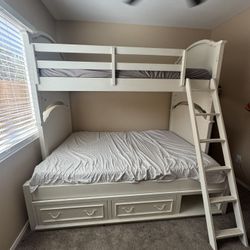 Twin/full White Bunkbed With Armoire