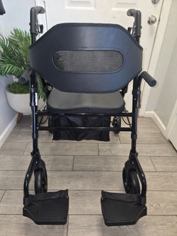 FVZZIN Walkers for Seniors with Seat, 2 in 1 Rollator Walker & Transport Chair, Extra Wide Foldable Wheelchair Combo