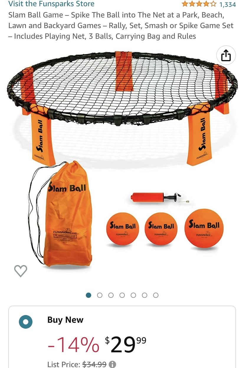 Slam Ball Game – Spike The Ball into The Net at a Park, Beach, Lawn and Backyard Games – Rally, Set, Smash or Spike Game Set – Includes Playing Net, 3