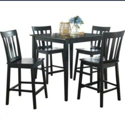 10-51 Mission Style Counter Height Dining Set, Black Color, Set of 5. New