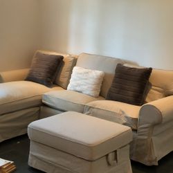 Set Of Ektorp 2 Seats Sofa With Chaise Long And Puff Matching - IKEA 