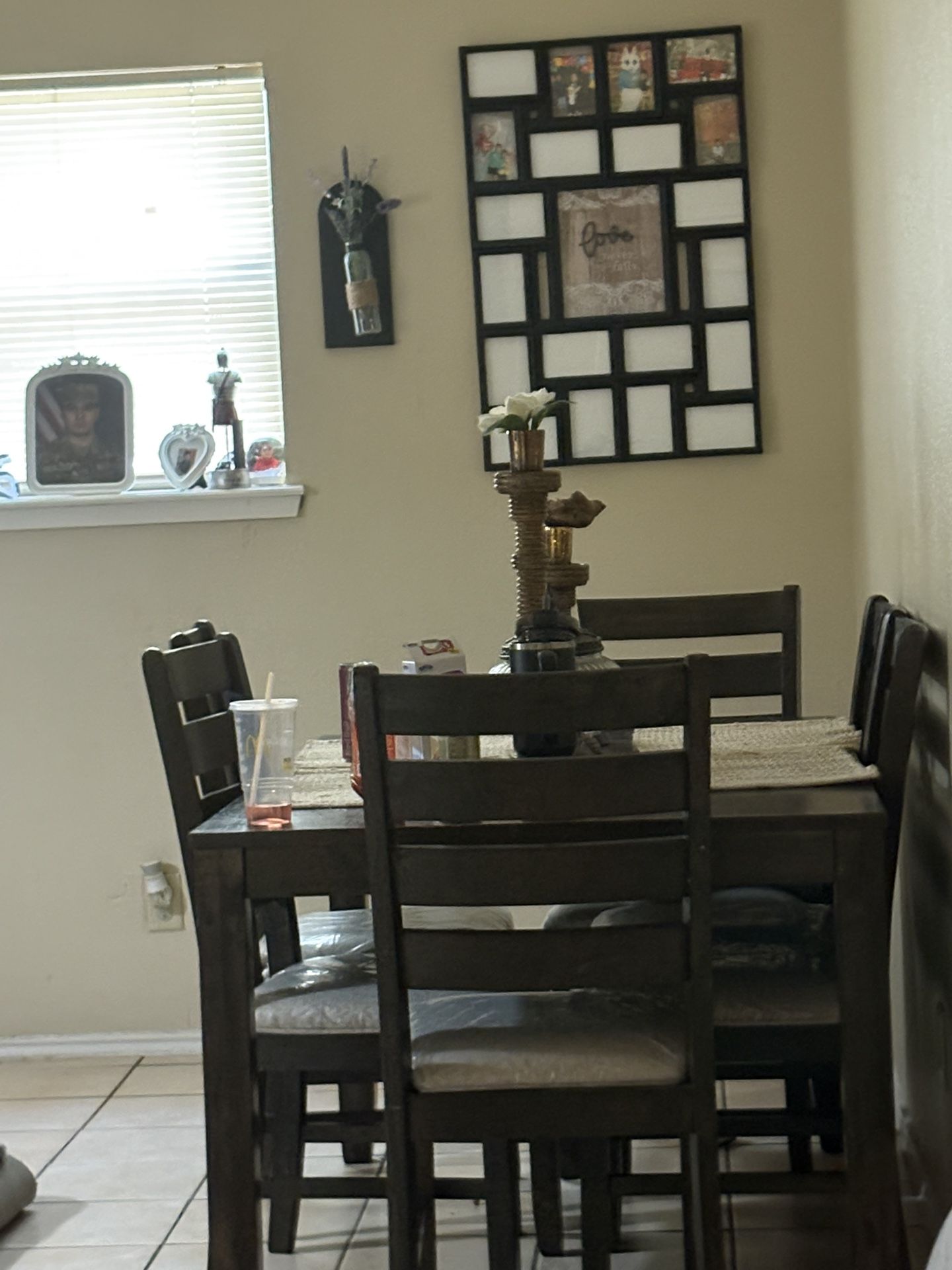Dark Brown 6 Chair Table