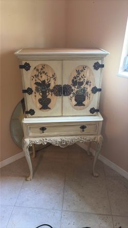 Vintage Hand-Painted Chinoiserie Secretary Desk & Stand (2-Piece)