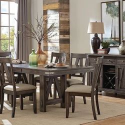 7 PCS Julianna Collection Dining table set-Rustic design Now On Sale 1129.00 Free Delivery 🚚