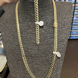 10k Gold SOLID Miami Cuban Chain And Bracelet Combo For A Good Price!!
