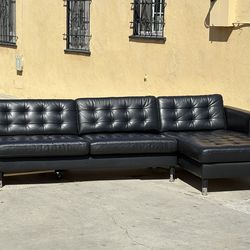 Black Ikea Morabo Leather Sectional Couch - Delivery Available 🚚