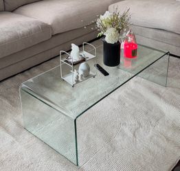 Clear glass coffee table