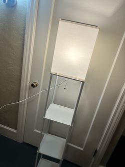 Square 3 tier white lampshade shelf light