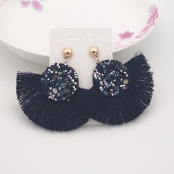 Shiny Crystal Tassel Earrings Bohemian Rhinestone