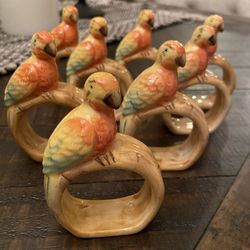 8 Parrot Napkin Rings