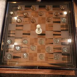 Checkers ,chess Backgamin Wood With Glass 
