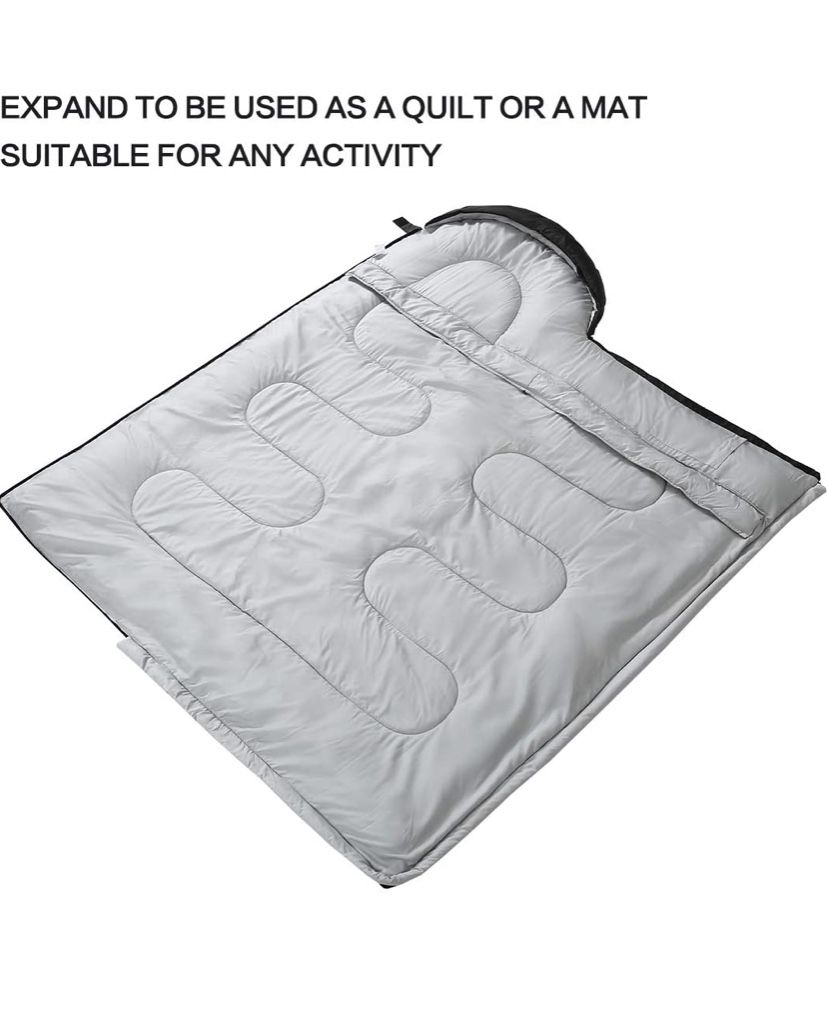 Sleeping Bag for Adults and Kids - Portable, Comfort, Extra-Wide Car Camping, Hiking, Backpacking, Great for 4 Season Warm & Cold Weather DARK GREY/