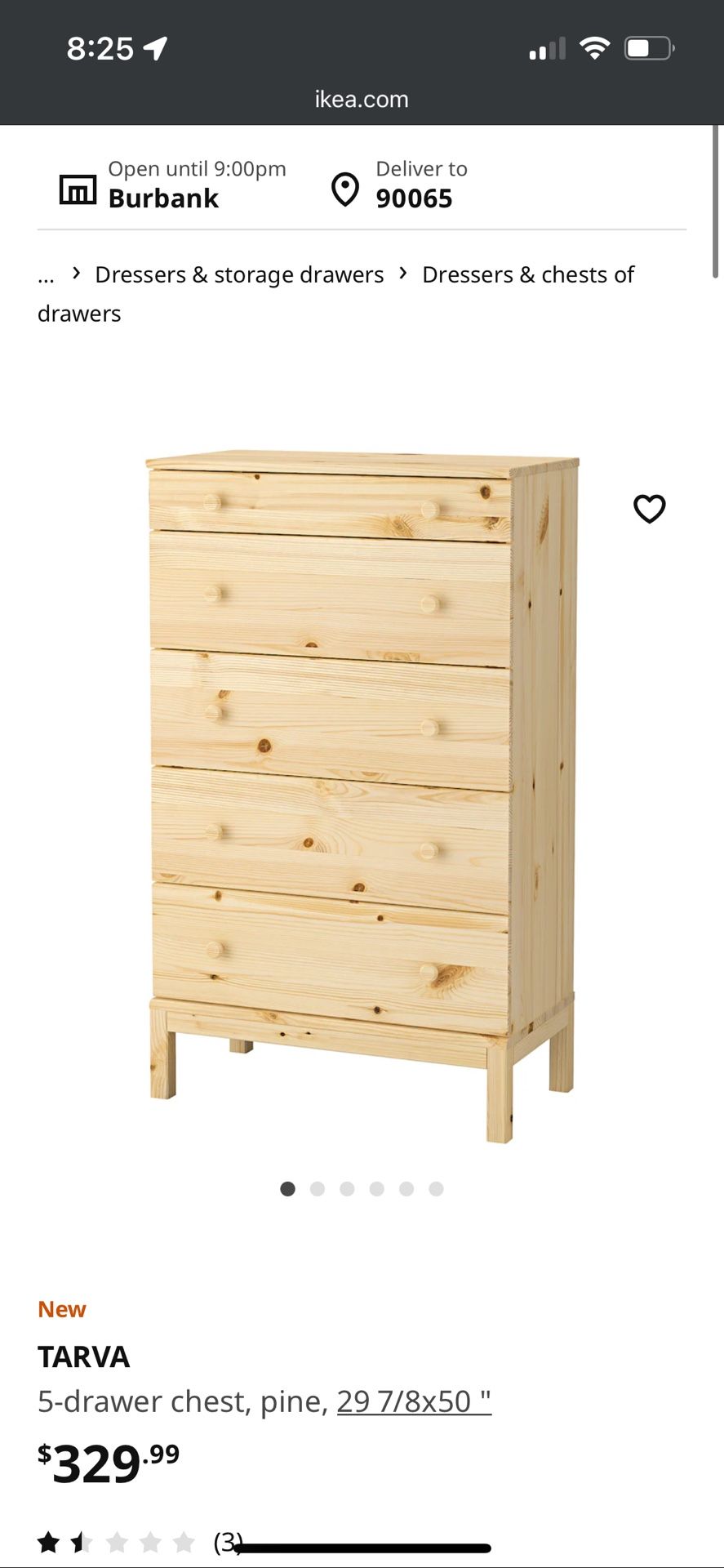 5 Drawer Dresser - IKEA Tarva Dresser