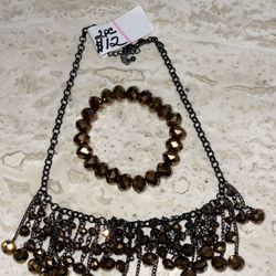 Vintage Set Of Necklace And Bracelet 