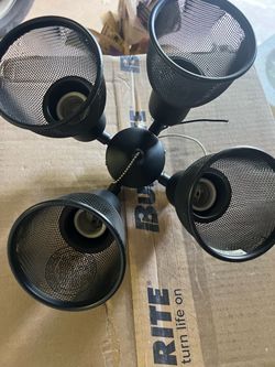 4-Light Ceiling Fan Light Kit Black Mesh